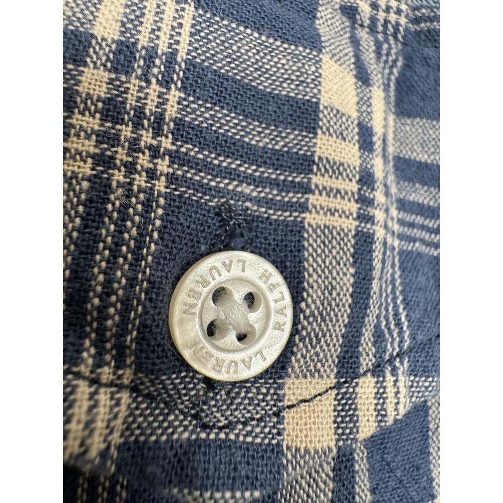 Ralph Lauren Plaid Patchwork Shirt Womens M Blue Long Sleeve Button Up - Picture 9 of 9